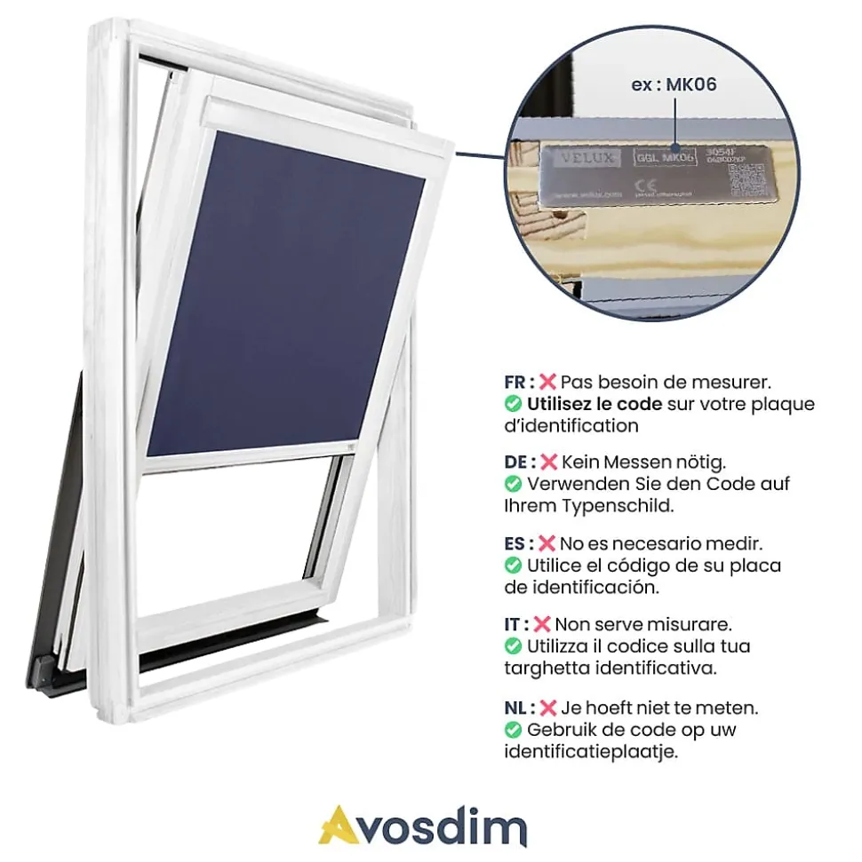 Store occultant compatible fenêtre de toit VELUX pour dimension CK02 - Blanc
