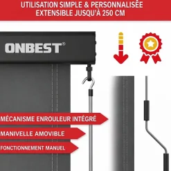 Store Vertical 160x250cm extensible avec manivelle intérieur et extérieur balcon et terre