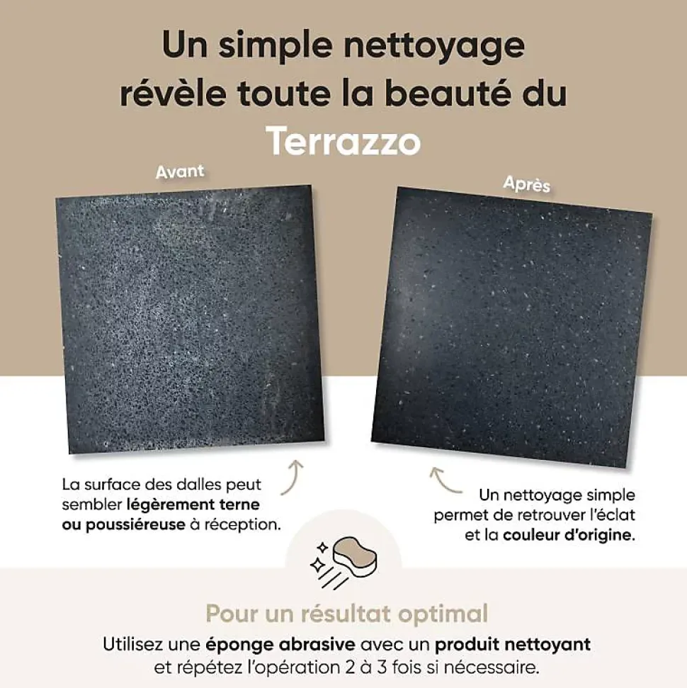 Terrazzo noir Millenium - 60 x 60 cm