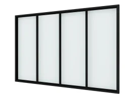 Verrière - 4 Vitrages - L: 157cm H: 105cm - Acier Ultra Fin - Noir Mat (RAL 9005) - Livrée Montée