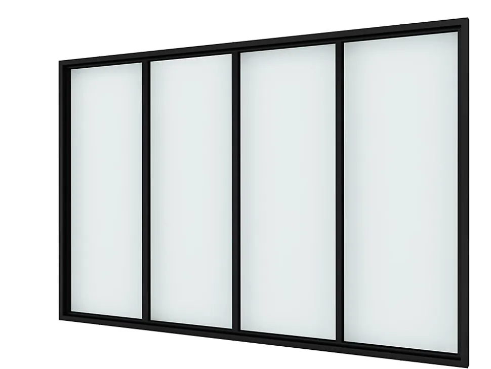 Verrière - 4 Vitrages - L: 157cm H: 105cm - Acier Ultra Fin - Noir Mat (RAL 9005) - Livrée Montée