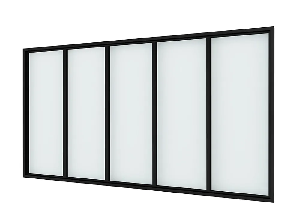 Verrière - 5 Vitrages - L: 195cm H: 135cm - Acier Ultra Fin - Noir Mat (RAL 9005) - Livrée Montée