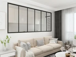 Verrière - 6 Vitrages - L: 233cm H: 125cm - Acier Ultra Fin - Noir Mat (RAL 9005) - Livrée Montée