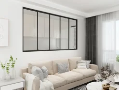 Verrière - 5 Vitrages - L: 195cm H: 125cm - Acier Ultra Fin - Noir Mat (RAL 9005) - Livrée Montée