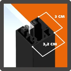 Verrière 1 grand carreau - L x H : 103,5 x 108,2 cm - Laqué noir 9005 granité - vitrages inclus