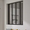 Verrière en aluminium noir 4 carreaux Optimum H.110 x 123,2 cm