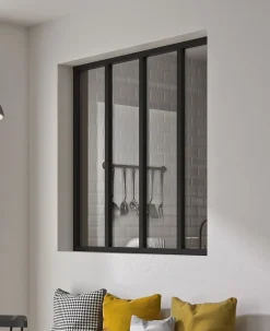 Verrière en aluminium noir 4 carreaux Optimum H.110 x 123,2 cm