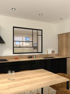 Verrière fixe en acier design noir H 105 X L 135cm