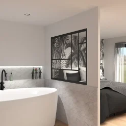 Verrière fixe en acier design noir H 105 X L 135cm