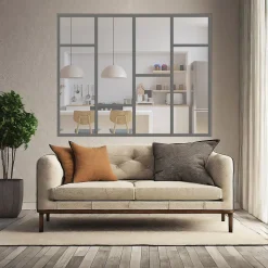 Verrière Loft 4 sections - L x H : 140 x 150 cm - Laqué gris 7016 granité - vitrages inclus