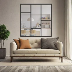 Verrière Loft 3 sections - L x H : 100 x 125 cm - Laqué noir 9005 granité - vitrages inclus
