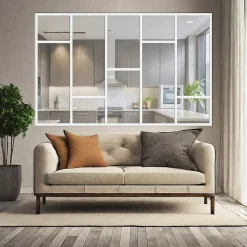 Verrière Loft 5 sections - L x H : 180 x 150 cm - Laqué blanc 9003 granité - vitrages inclus