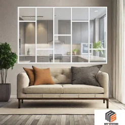 Verrière Loft 5 sections - L x H : 220 x 150 cm - Laqué blanc 9003 granité - vitrages inclus