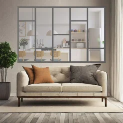 Verrière Loft 5 sections - L x H : 180 x 125 cm - Laqué gris 7016 granité - vitrages inclus