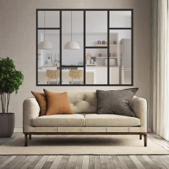 Verrière Loft 4 sections - L x H : 160 x 150 cm - Laqué noir 9005 granité - vitrages inclus