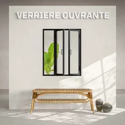 Verrière Ouvrante en Acier 3 Carreaux - Noir