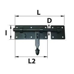 Verrou écurie Afbat acier noir mat ø18 mm avec gâche