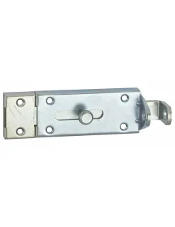 Verrou porte cadenas, longueur 150mm, pêne plat coulissant, gâche en acier cambré, acier zingué - THIRARD