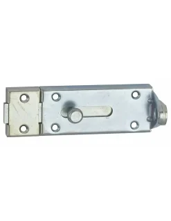 Verrou porte cadenas, longueur 150mm, pêne plat coulissant, gâche en acier cambré, acier zingué - THIRARD