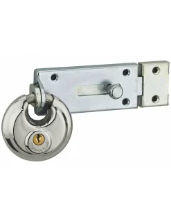 Verrou porte cadenas, longueur 150mm, pêne plat coulissant, gâche en acier cambré, acier zingué - THIRARD