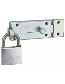 Verrou porte cadenas, longueur 150mm, pêne plat coulissant, gâche en acier cambré, acier zingué - THIRARD