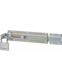 Verrou transversal, porte cadenas cadenassable, longueur 230mm, pêne plat coulissant, acier zingué - THIRARD