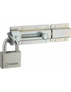 Verrou transversal, porte cadenas cadenassable, longueur 230mm, pêne plat coulissant, acier zingué - THIRARD