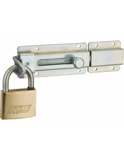 Verrou transversal, porte cadenas cadenassable, longueur 230mm, pêne plat coulissant, acier zingué - THIRARD