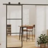 vidaXL Porte coulissante Verre ESG et aluminium 76x205 cm Noir, 76 x 205 cm (l x H)