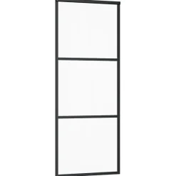 vidaXL Porte coulissante Verre ESG et aluminium 76x205 cm Noir, 76 x 205 cm (l x H)