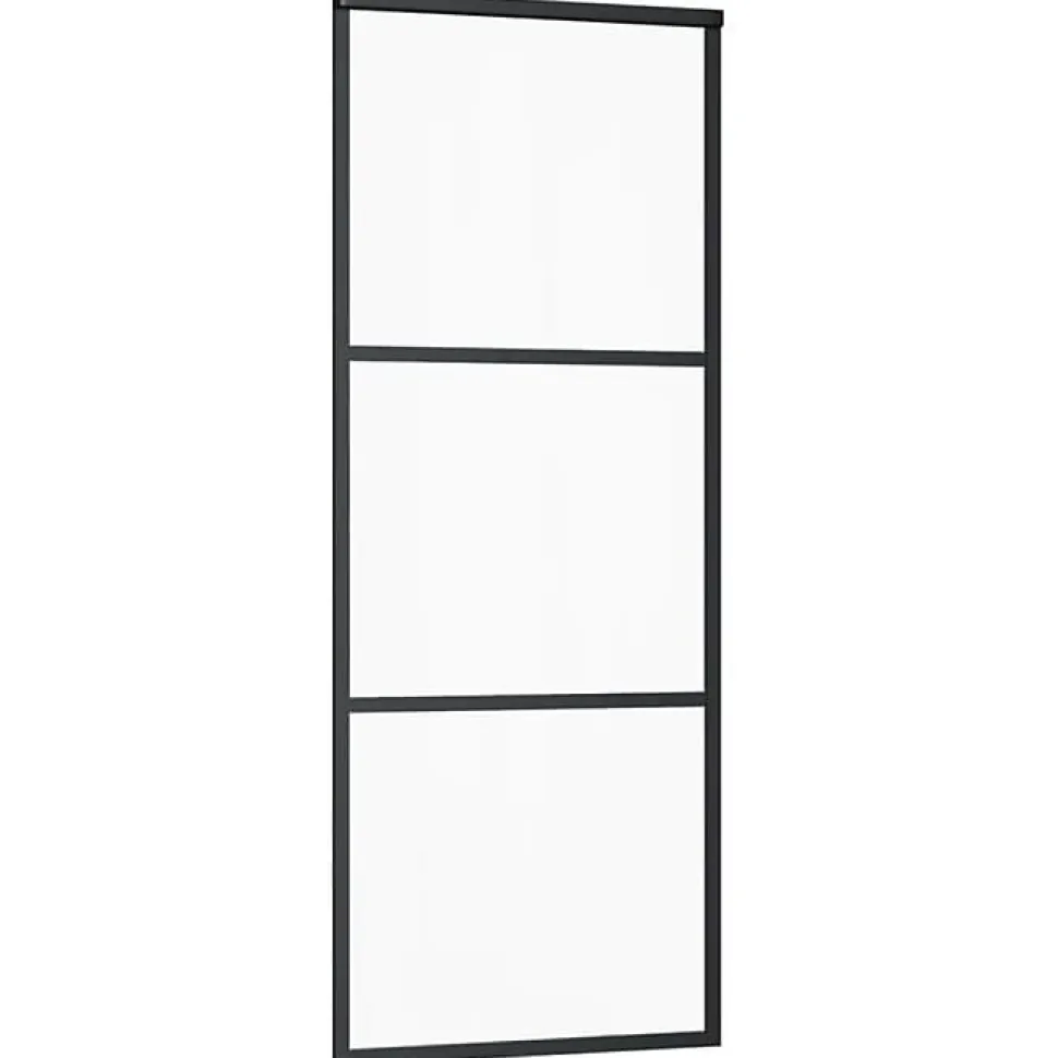 vidaXL Porte coulissante Verre ESG et aluminium 76x205 cm Noir, 76 x 205 cm (l x H)