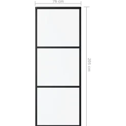 vidaXL Porte coulissante Verre ESG et aluminium 76x205 cm Noir, 76 x 205 cm (l x H)