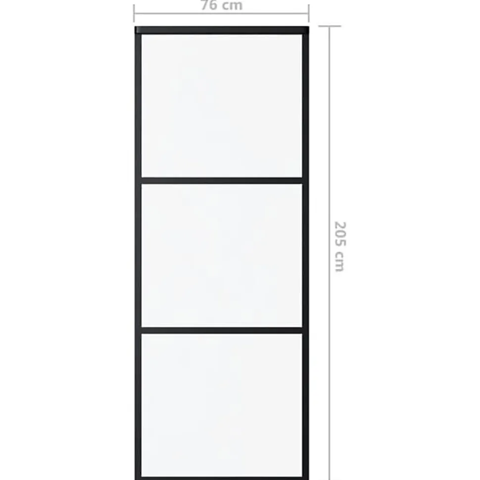 vidaXL Porte coulissante Verre ESG et aluminium 76x205 cm Noir, 76 x 205 cm (l x H)