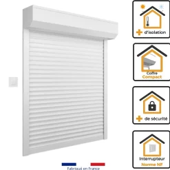 Volet Roulant ALU H170 cm x L150 cm Electrique Filaire Blanc