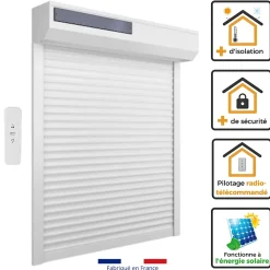 Volet roulant solaire alu H 150 cm x L 150 cm blanc