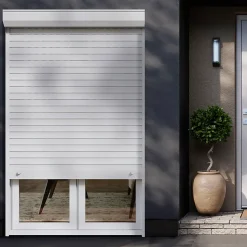 Volet roulant uPVC blanc - ouverture manuelle par sangle - Fortia - l.140 x H.215 cm