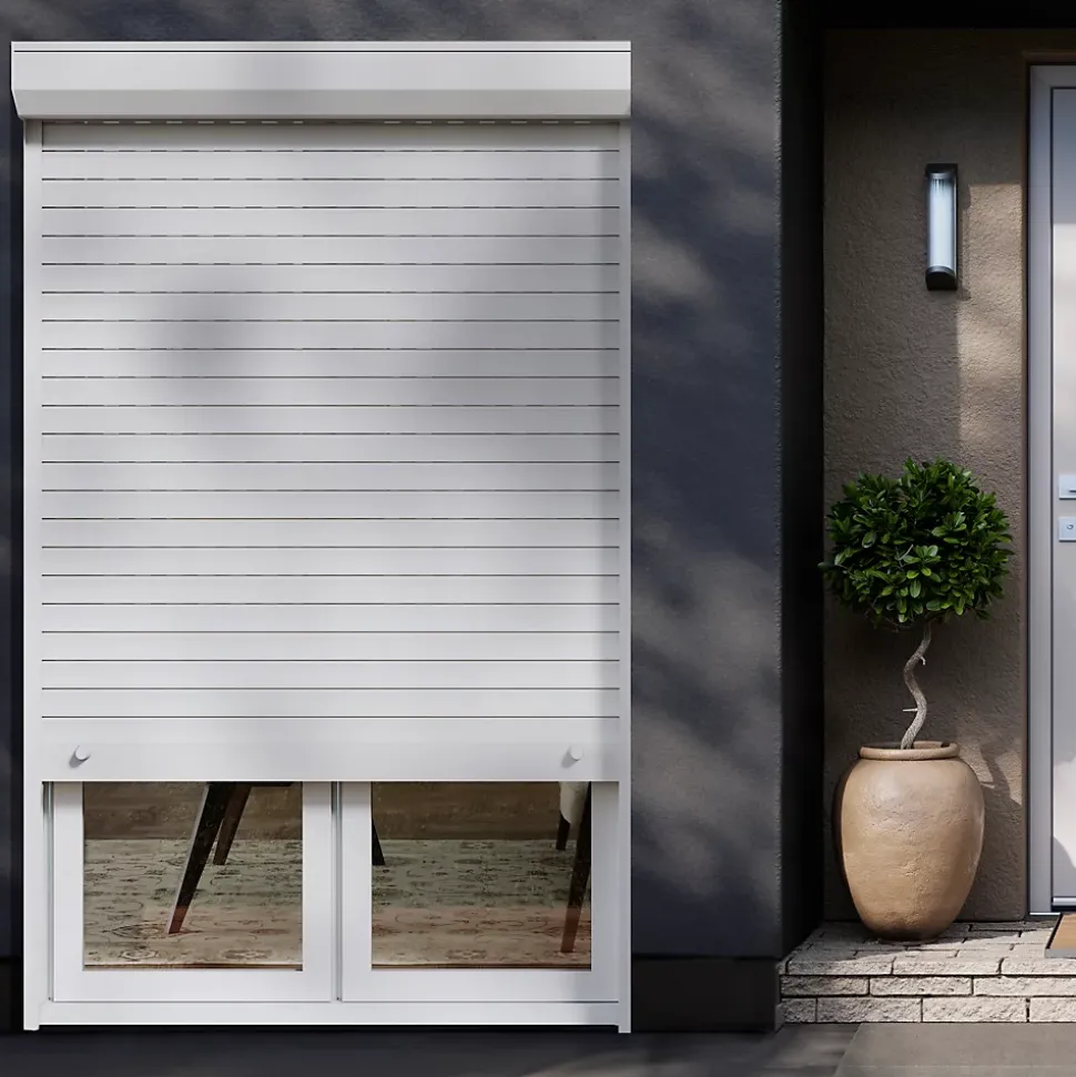 Volet roulant uPVC blanc - ouverture manuelle par sangle - Fortia - l.140 x H.215 cm