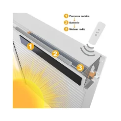 Volet solaire alu radio H 130 cm x L 120 cm Gris