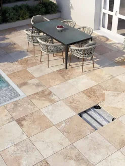 60x60ép. 20mm Grès Cérame Imitation TRAVERTIN Antic R11 - Allocarrelage